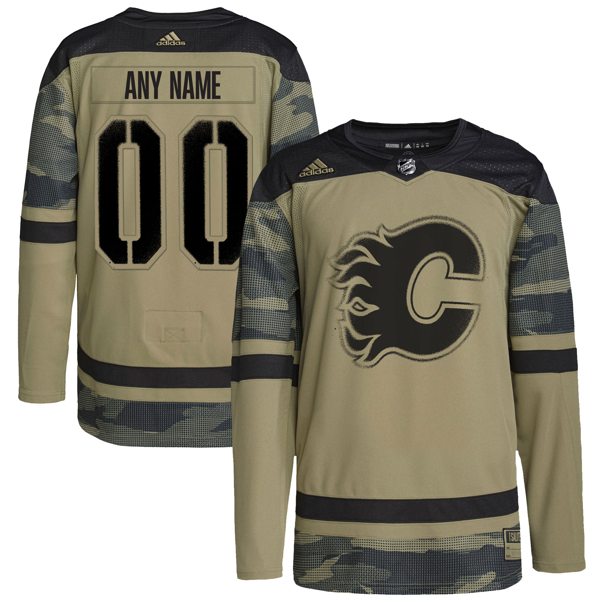Calgary Flames adidas Logo Military Appreciation Team Authentic Custom Practice Jersey – Camo
