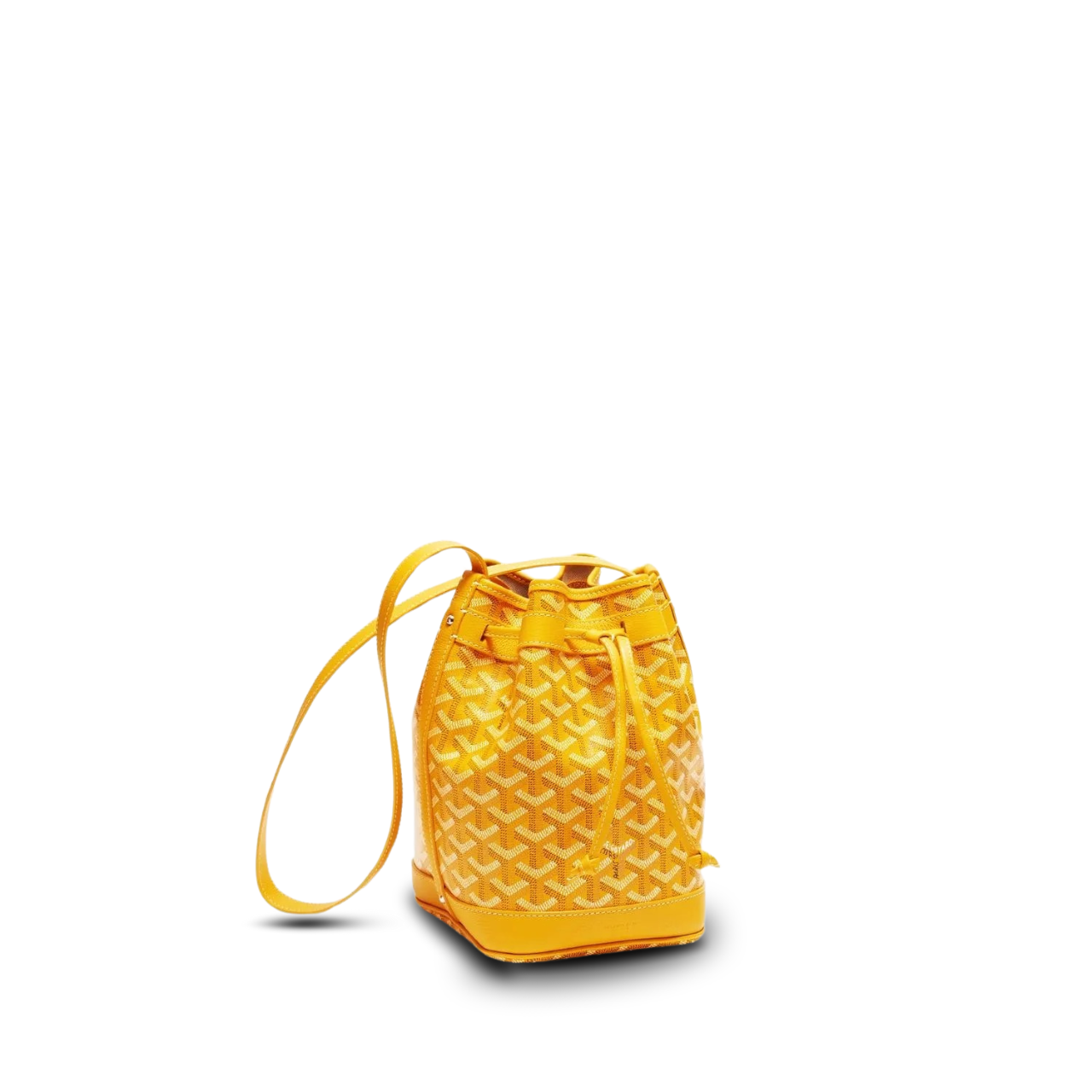 Goyard Petit Flot Bucket Bag 22 Cm Yellow Goyardine Canvas And Lambskin Trim