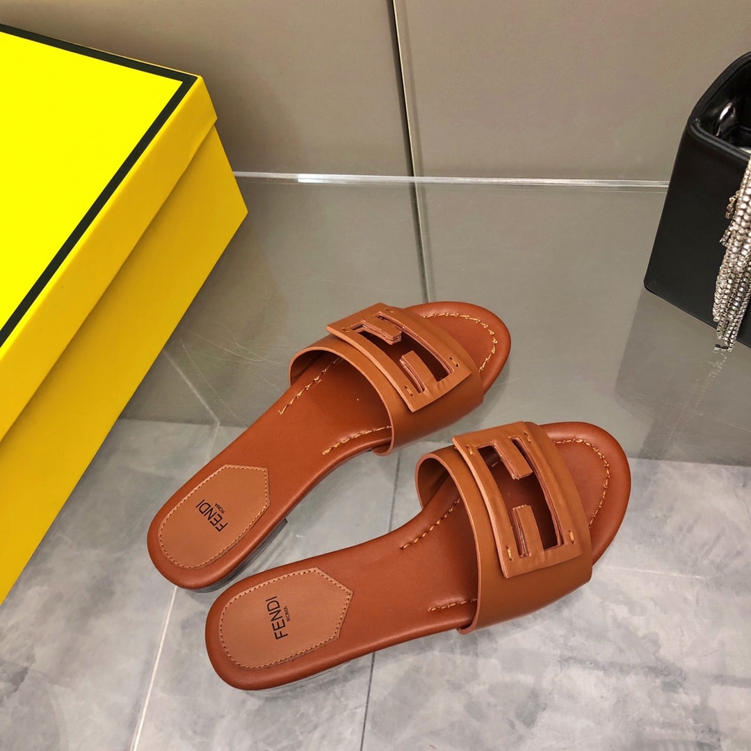 Fendi Baguette Brown Leather Slides 8R8136Ae7Tf1C4R