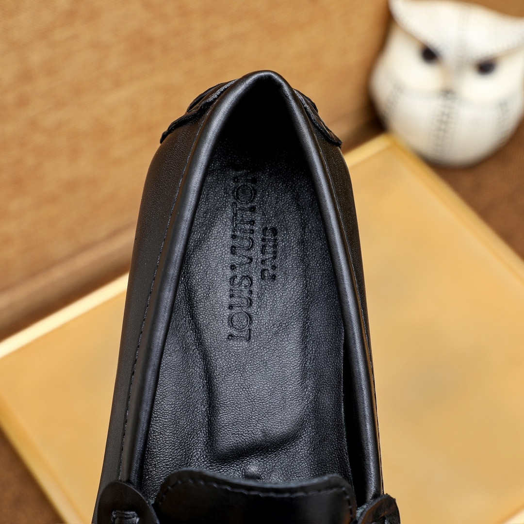 Louis Vuitton Loafer Matte Leather With Lv Logo In Black