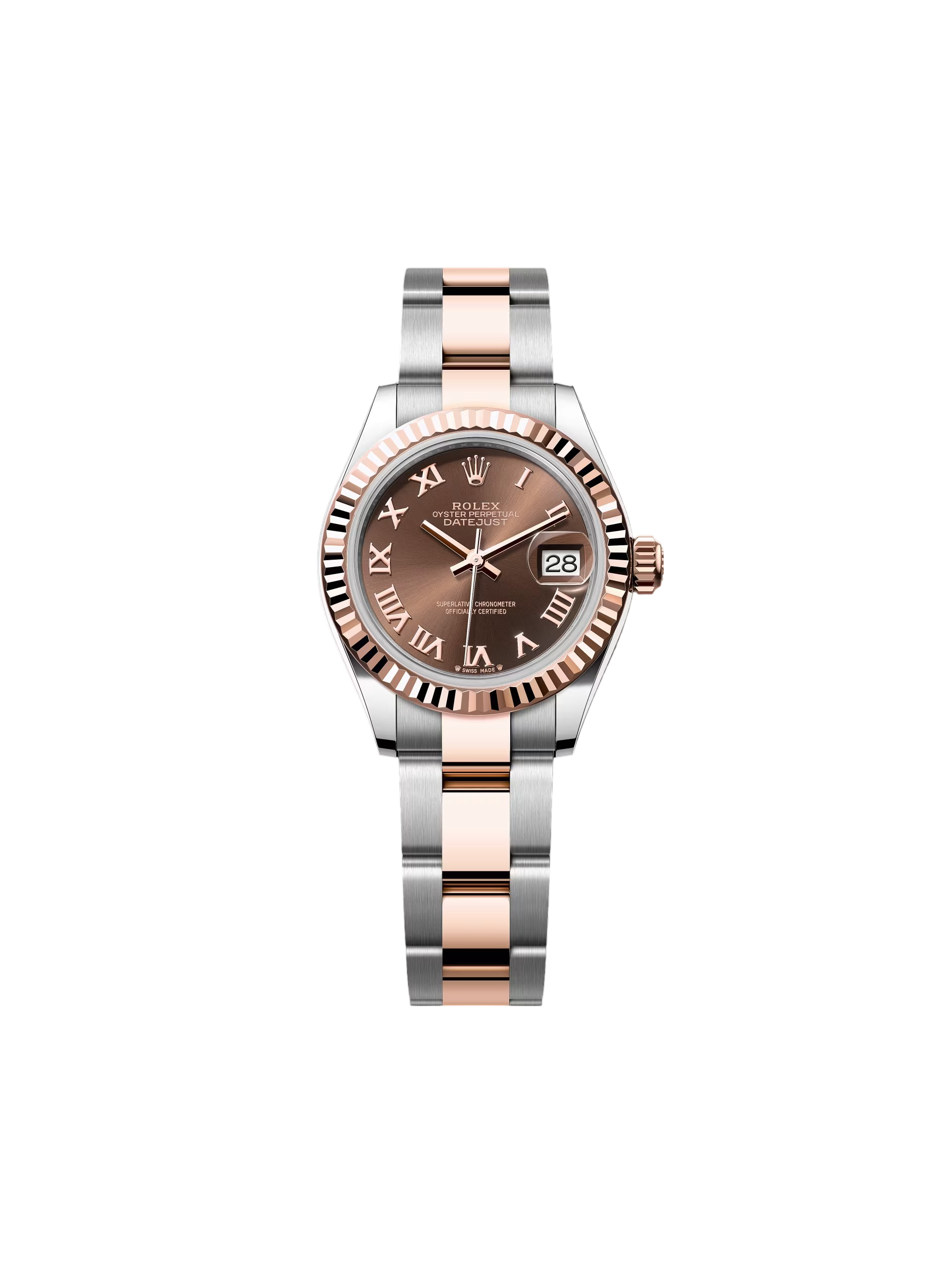 【Super Clone】RLX Lady-Datejust 28mm 279171 Chocolate Roman Oyster Stainless Steel and Rose Gold