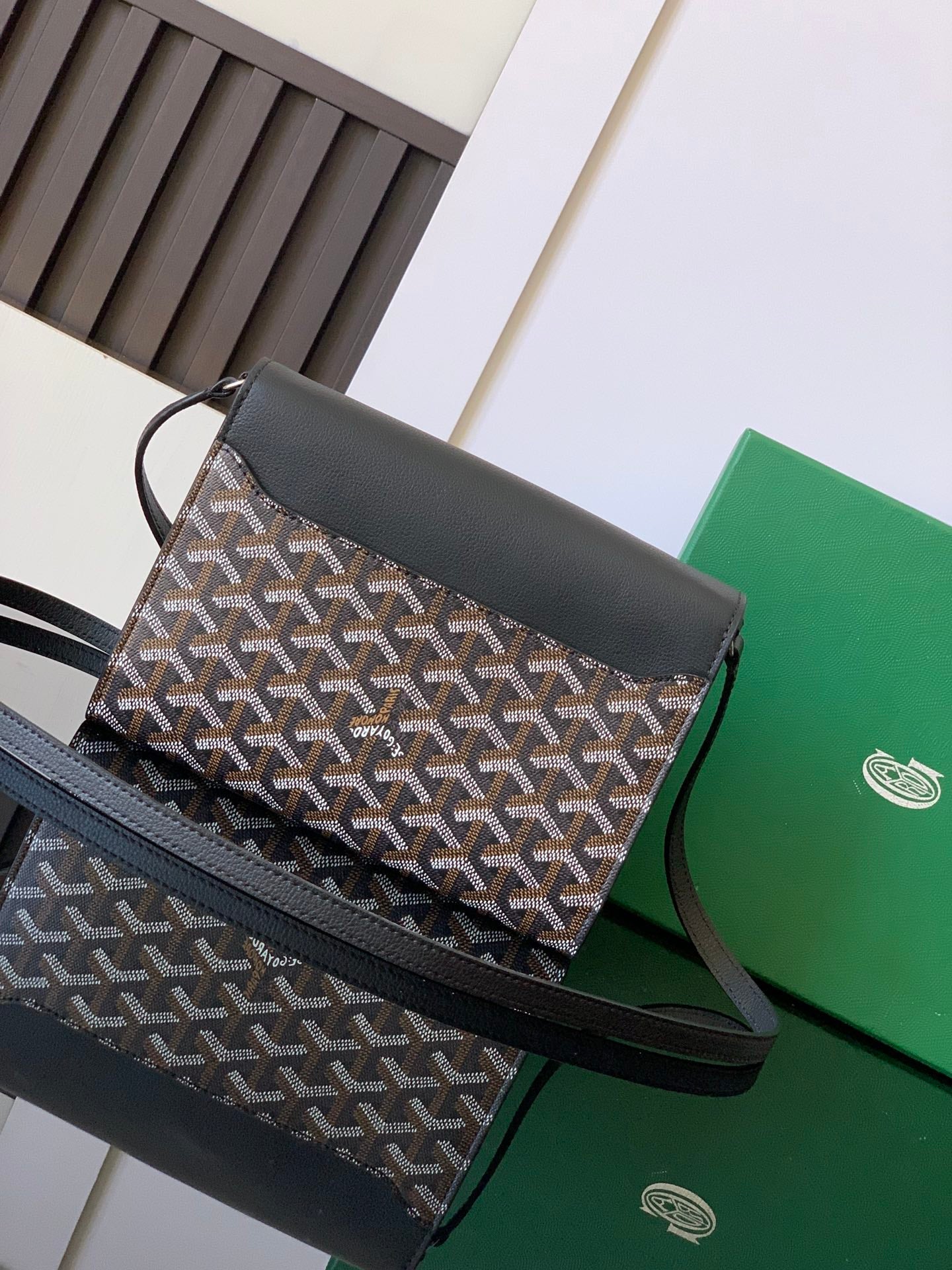 Goyard Chypre Wallet-Pouch 21 Cm Black Goyardine Canvas And Calfskin