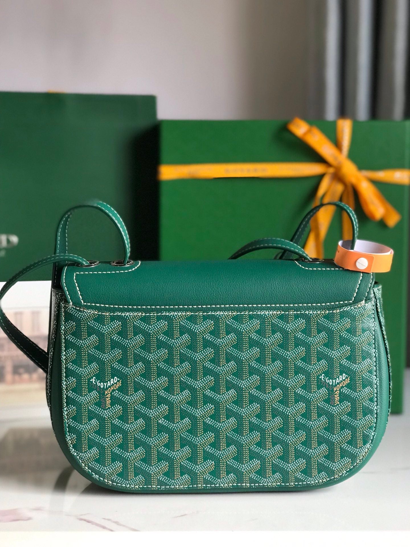 Goyard 233 Bag 25 Cm Green Calfskin And Goyardine Canvas 25cm