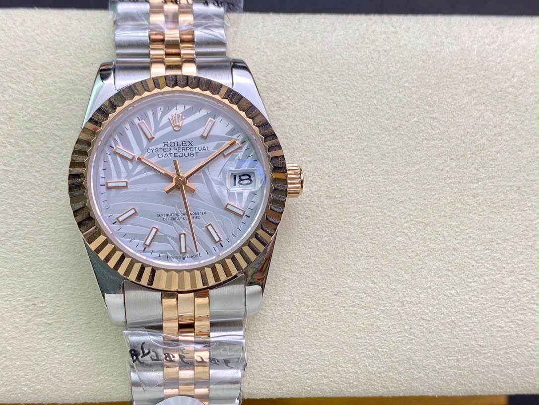 [SUPER CLONE] Rolex Datejust 31mm Palm Motif Silver Dial 126233