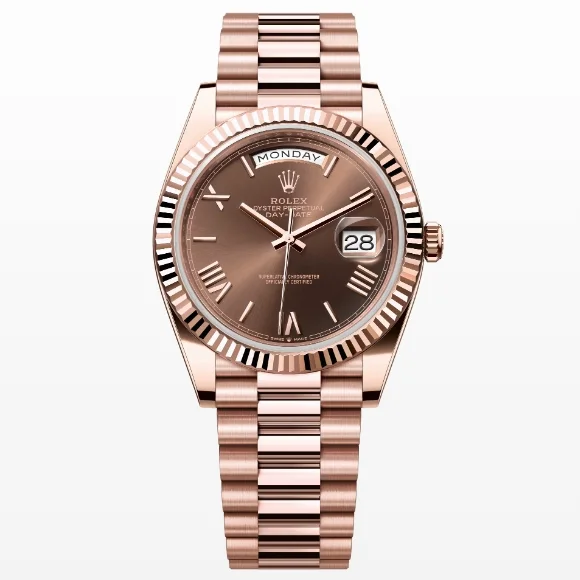 Rolex Day-Date m228235-0002 Rose gold with Chocolate Roman Numerals Dial President bracelet (40mm)