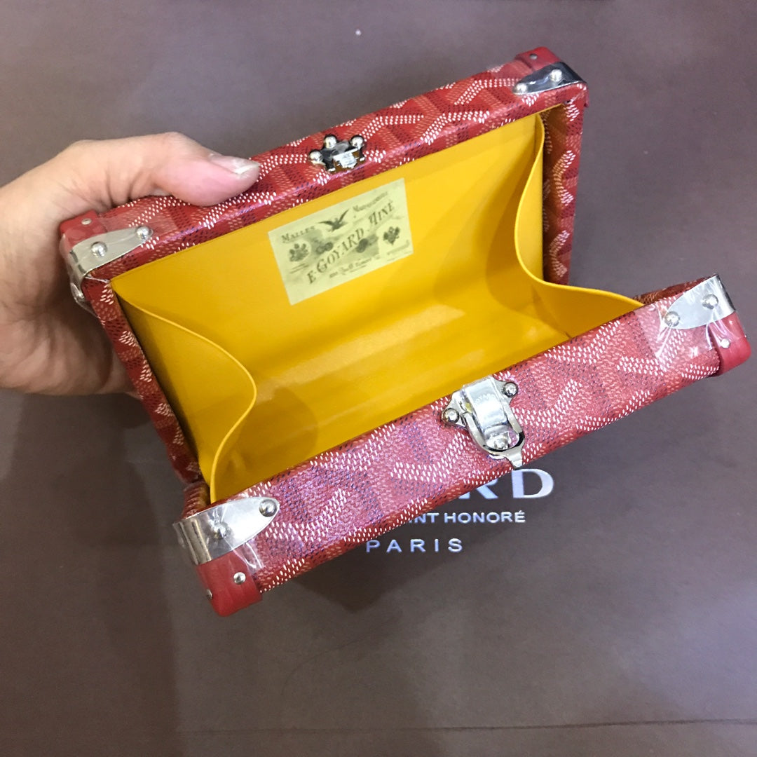 Goyard Minaudiere Trunk Bag 17Cm Red Canvas