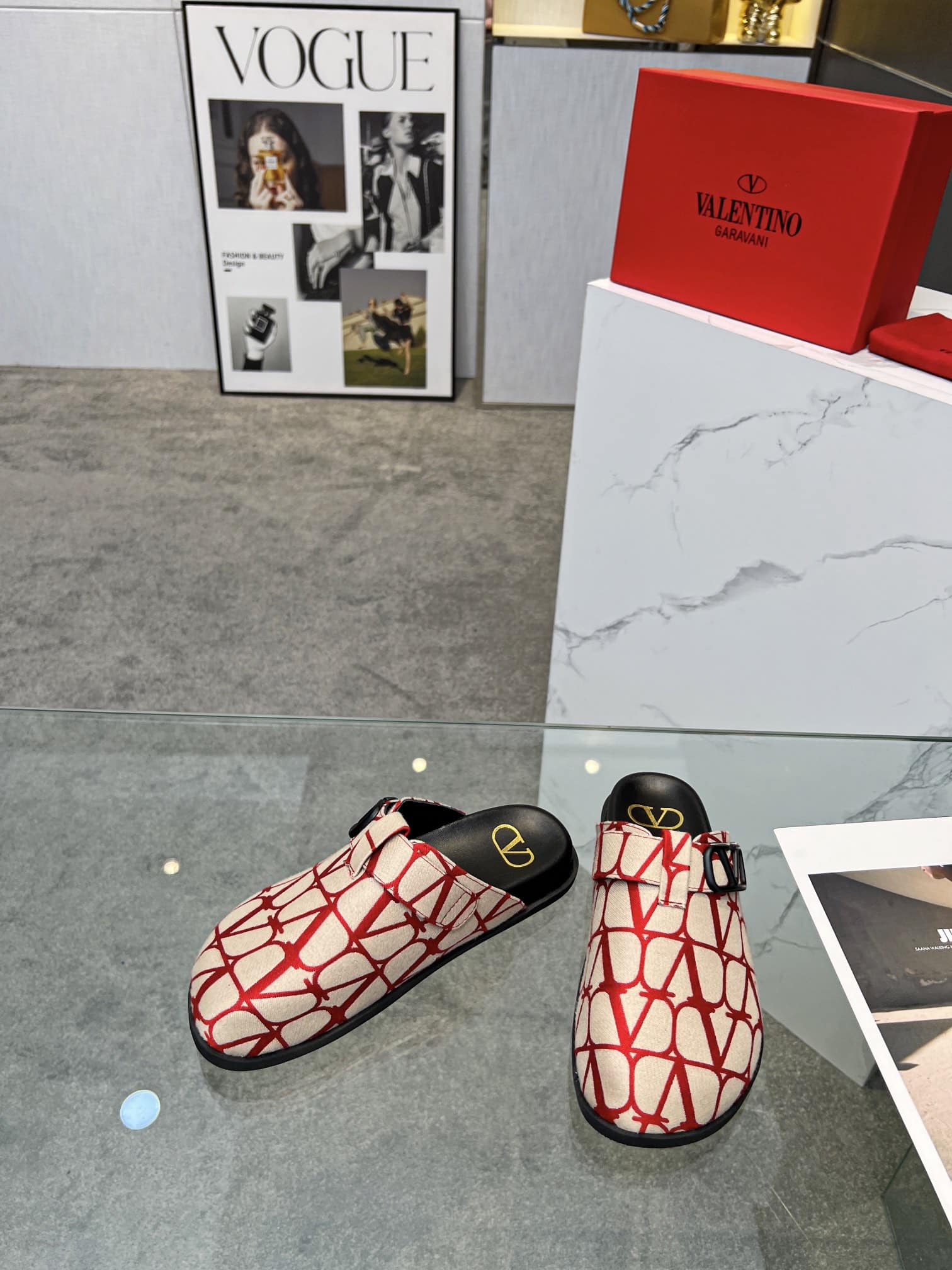 Valentino Garavani Toile Iconographe VLogo Clog Red