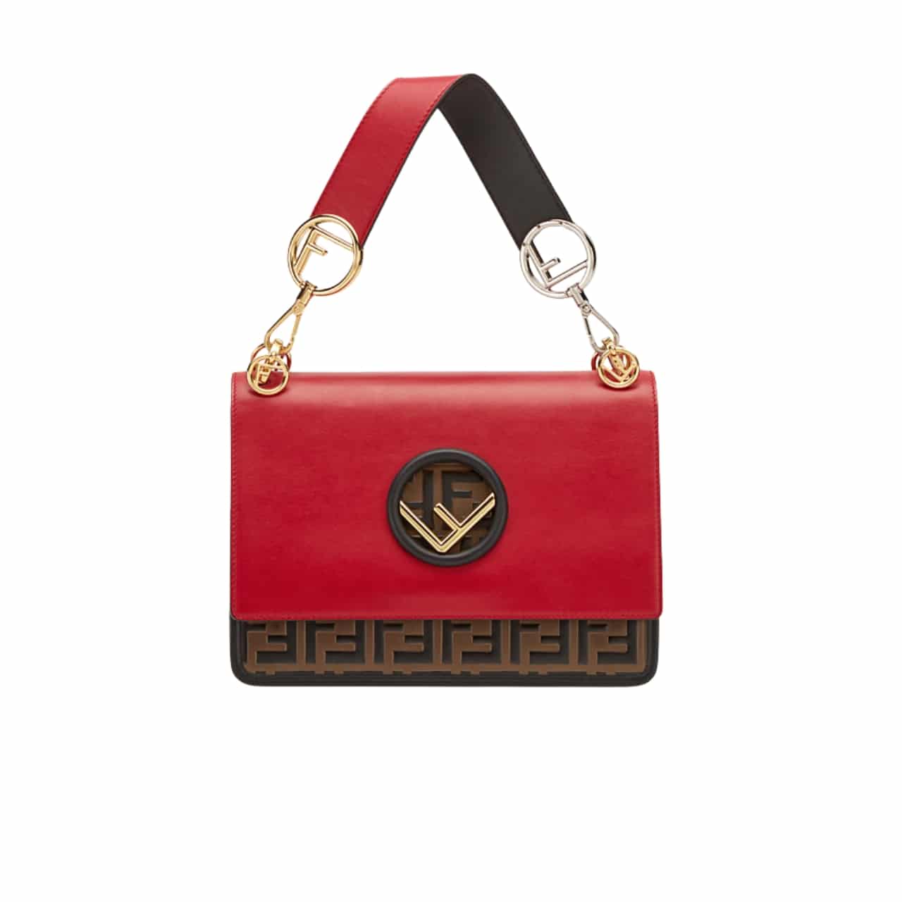 Fendi Kan I F Logo Red Bag 25Cm