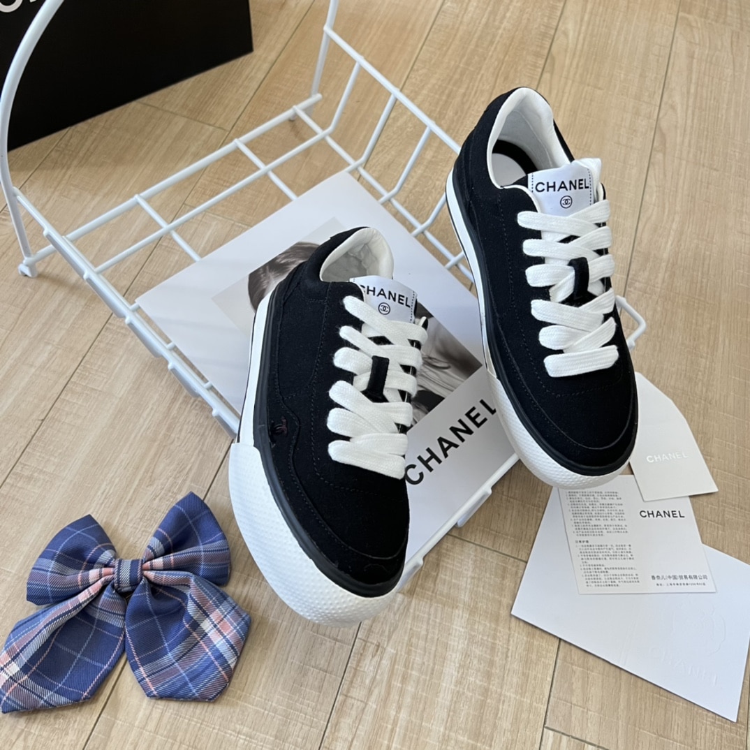 Chanel Suede Leather Runners Black