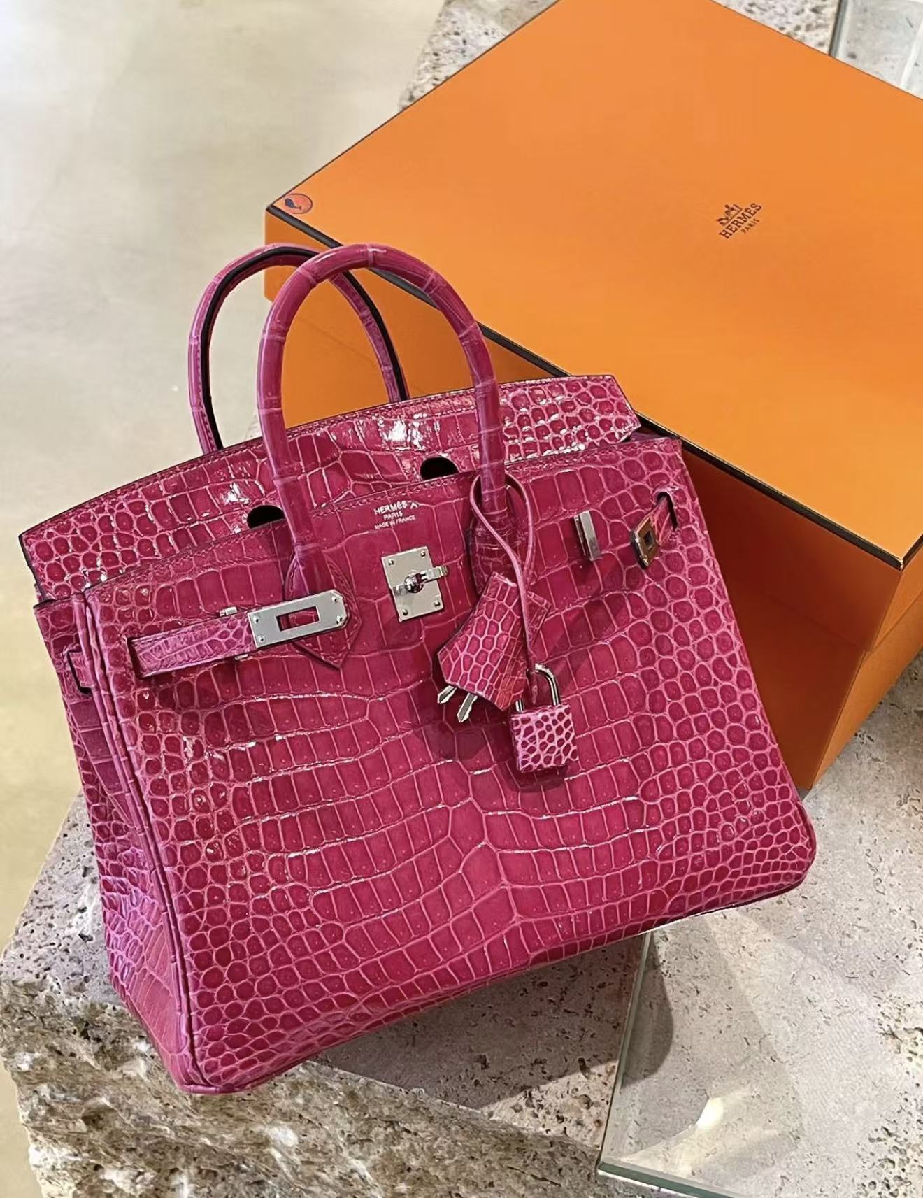 Birkin  25-30 Mexican Red Custom Crocodile Leather