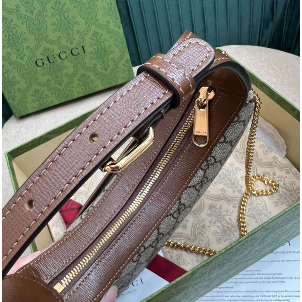 Gucci Half-Moon-Shaped Mini Bag with Interlocking G Brown