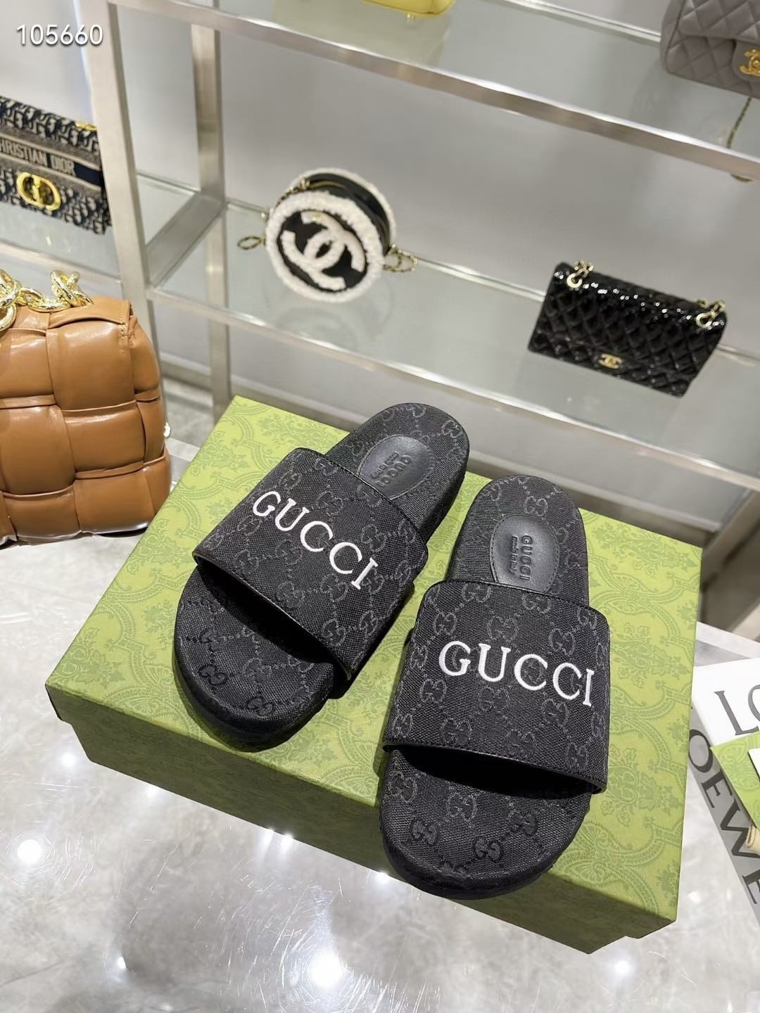 Gucci Women’S Gg Canvas Slide Sandal Black