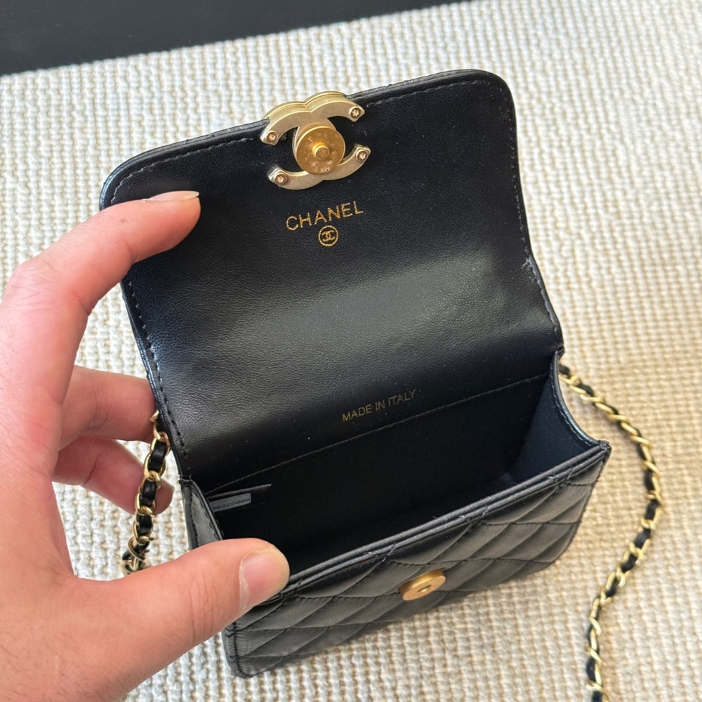 Chanel 21a Mini Flap Coin Purse With Chain Black 12cm Ap2290 B06092 94305