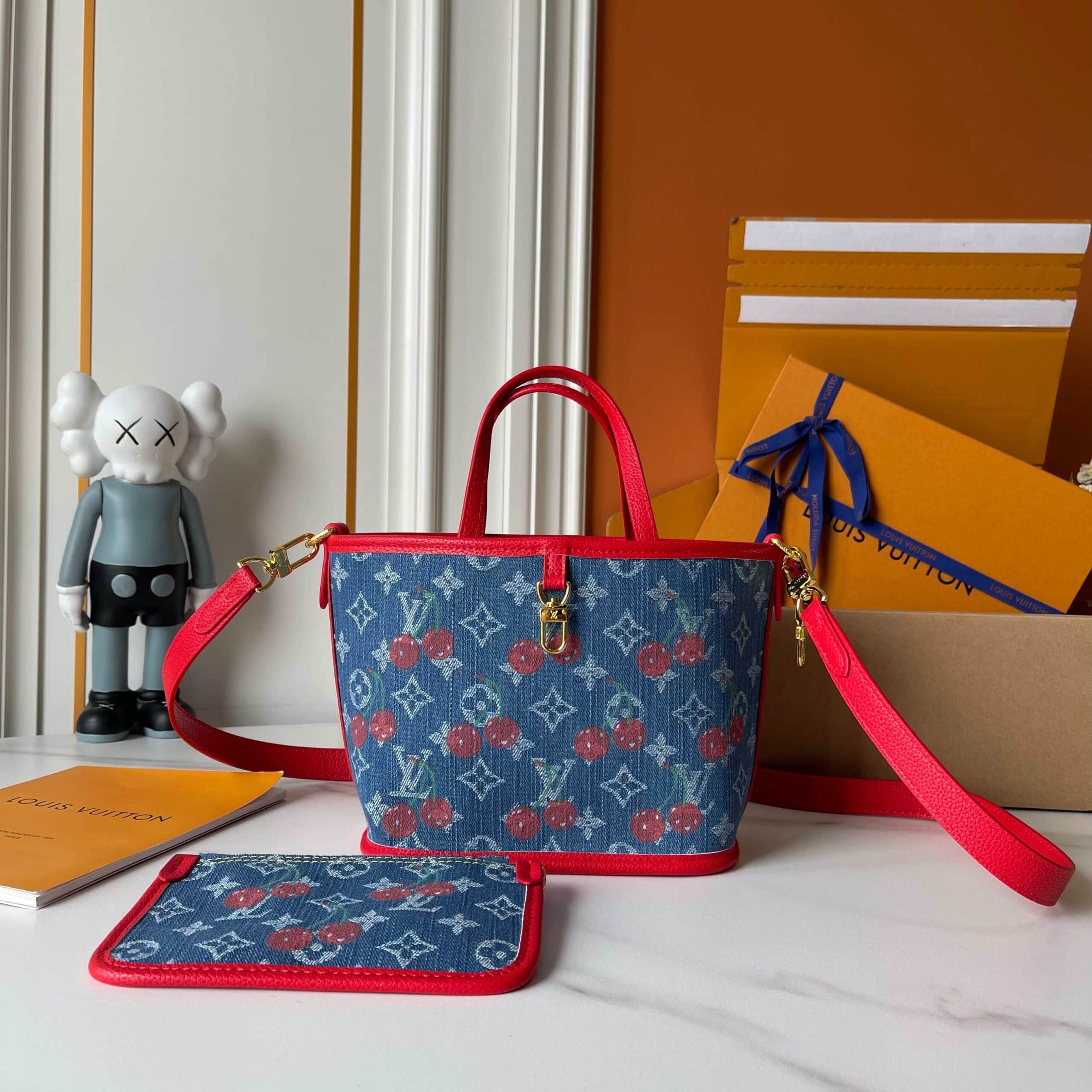 Louis Vuitton X Takashi Murakami Neverfull Inside Out BB Denim Blue 26Cm M14997