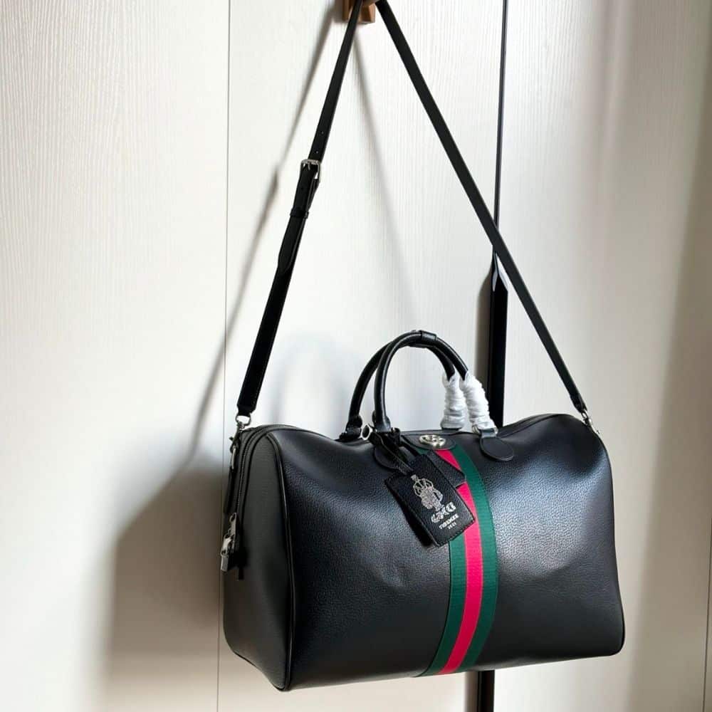 Gucci Web Trademark Medium Duffle Bag Black 44Cm
