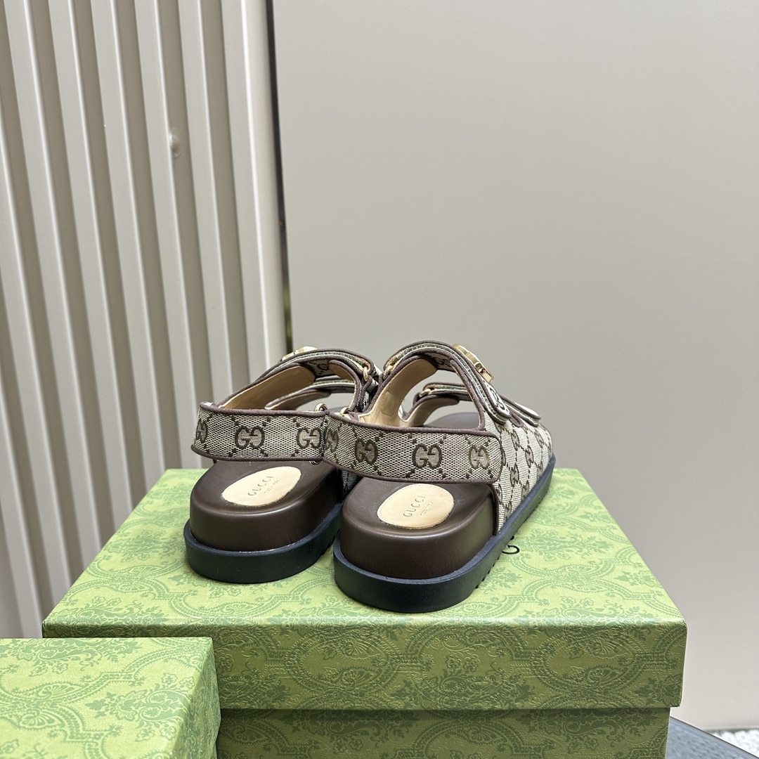Gucci Double G Sandal Beige And Ebony 771575 G1730 9755
