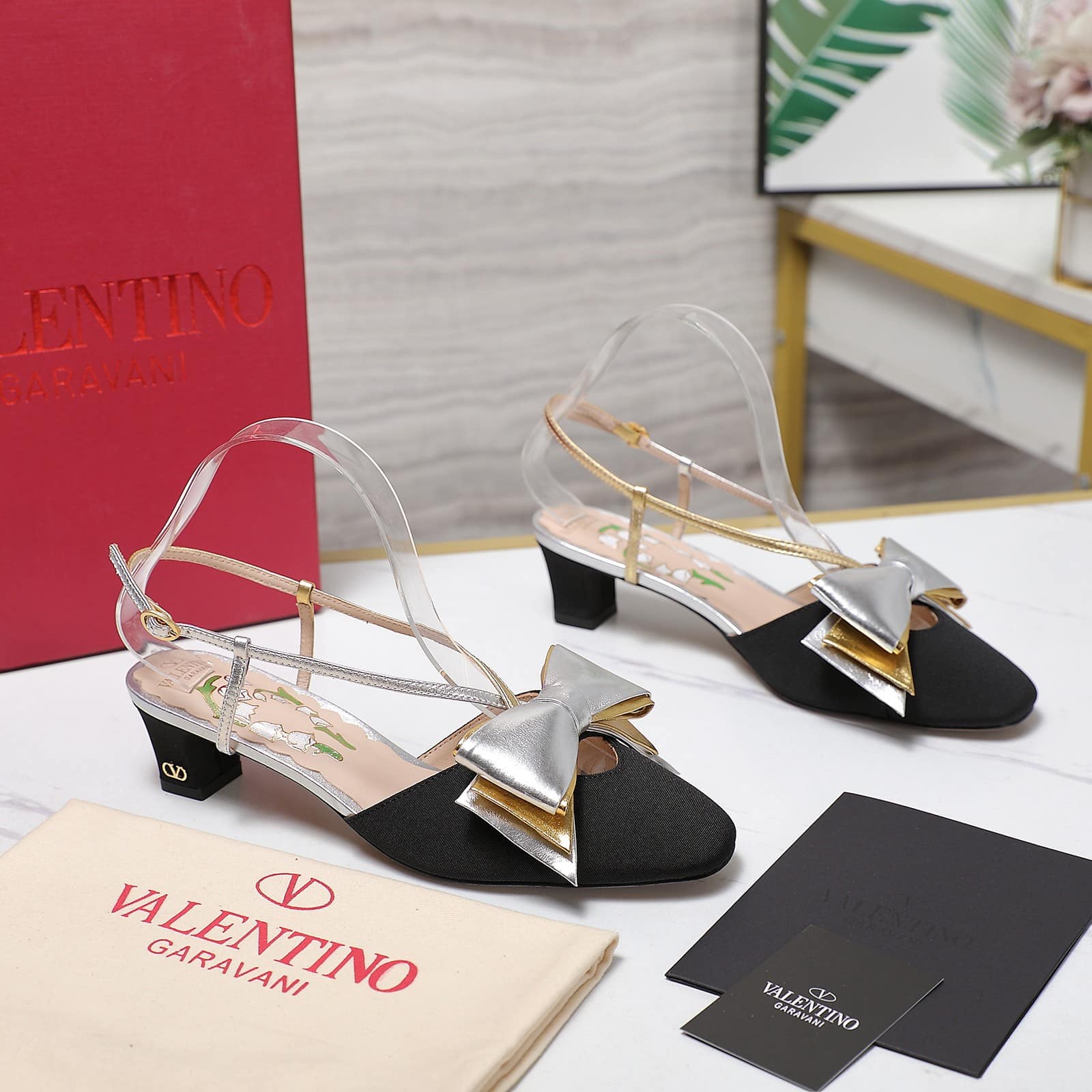 Valentino Bowow Slingback Pumps Black 6W2S0Lb6Qlj R1V