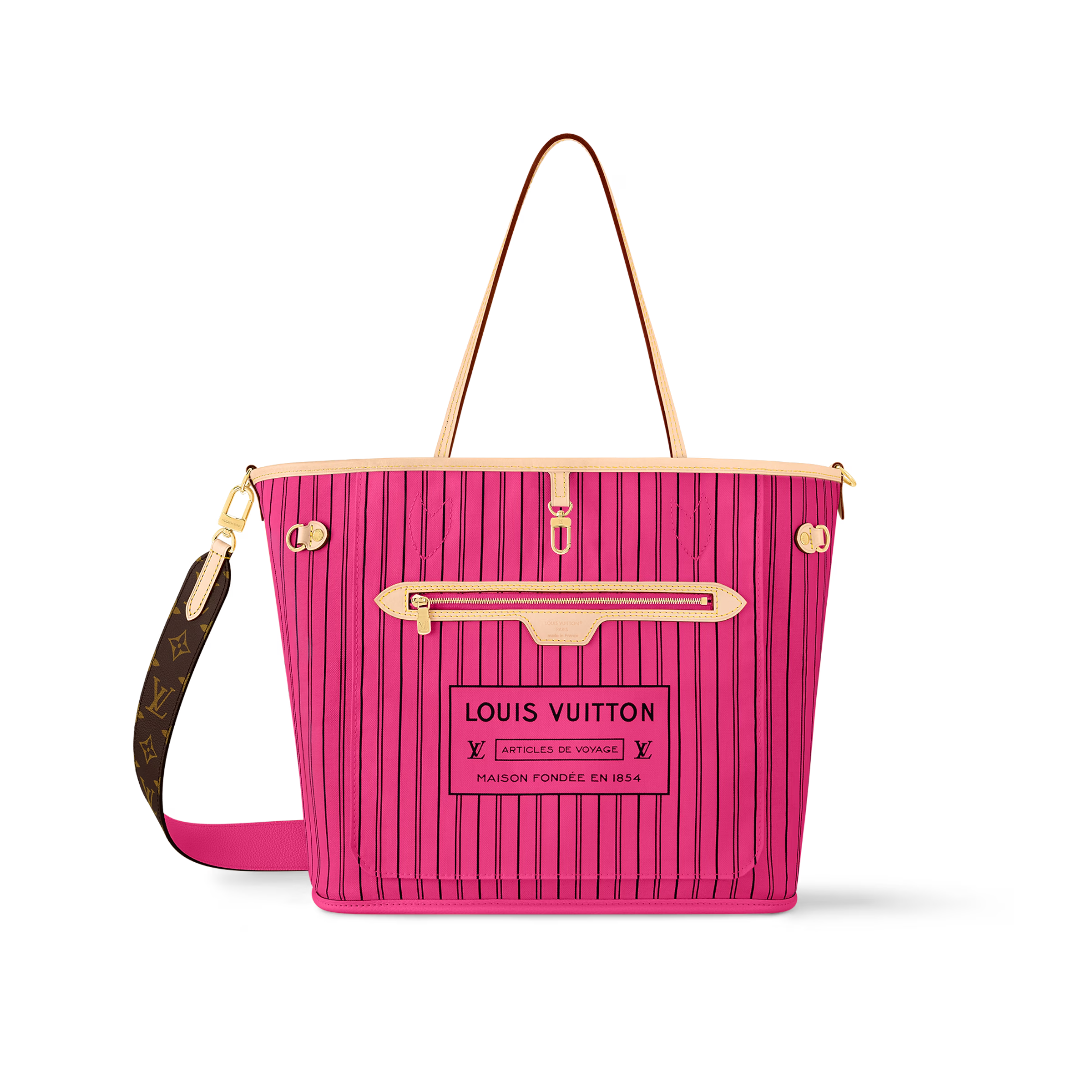 Louis Vuitton LV Neverfull Bandoulière Inside Out Mm Rose 31Cm M12257