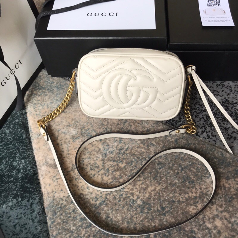 Gucci GG Marmont Small Matelassé Camera Bag White 24cm 447632 DTD1T 9022
