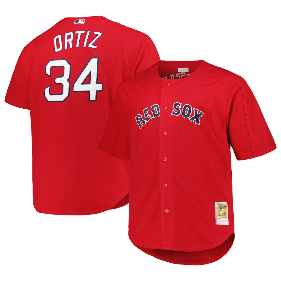 David Ortiz Boston Red Sox Mitchell&Ness Big&Tall Cooperstown Collection Batting Practice Jersey Red