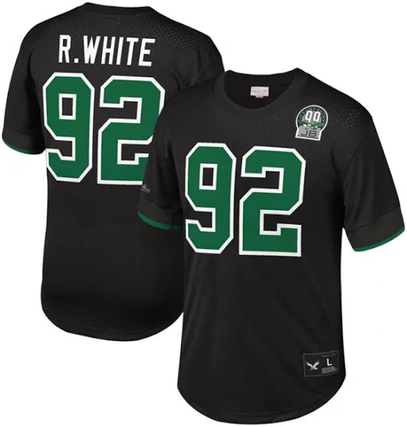 Men's Mitchell & Ness Reggie White Black Philadelphia Eagles Retired Player Name Number Mesh Top