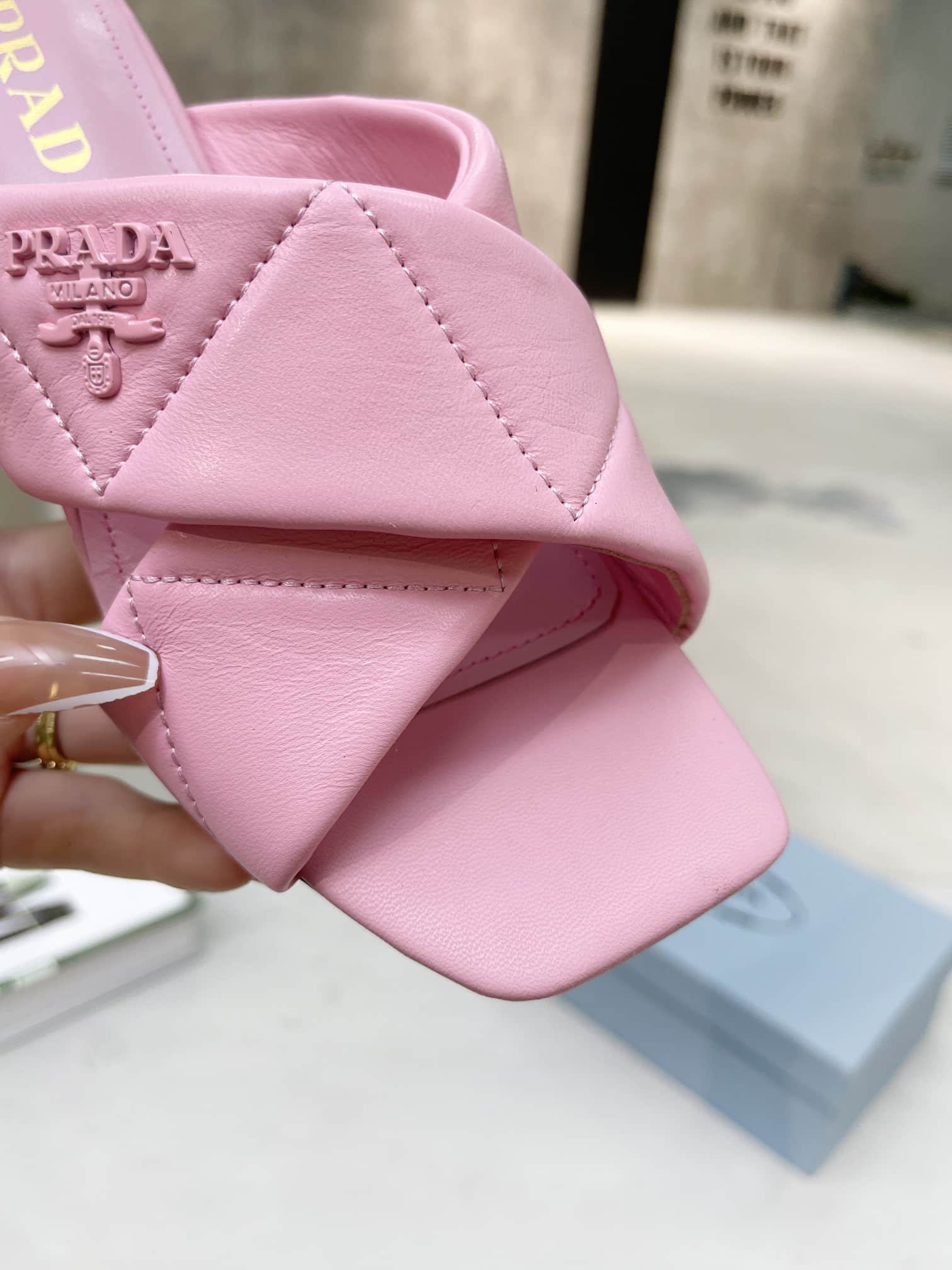 Prada Quilted Leather Mule Pink