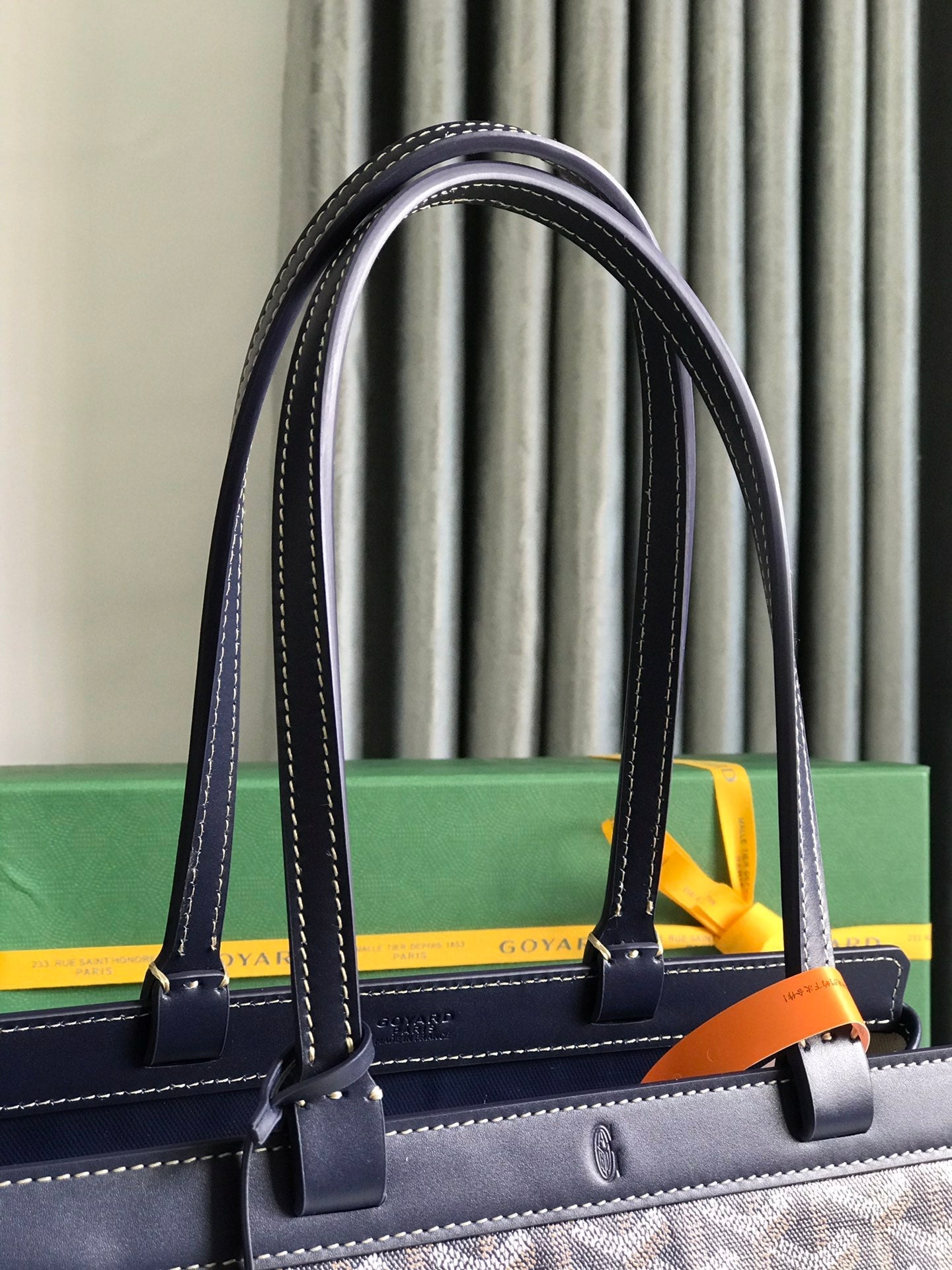 Goyard Bellechasse Biaude Pm Bag 36cm Navy Blue Goyardine Canvas And Calfskin Trim