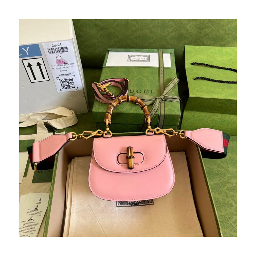 Gucci Mini Top Handle Bag with Bamboo Pink