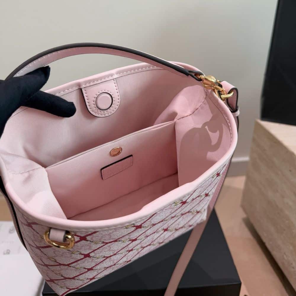 Gucci GG Emblem Small Bucket Bag Pink And Red 20Cm 815118 FAFF1 8649