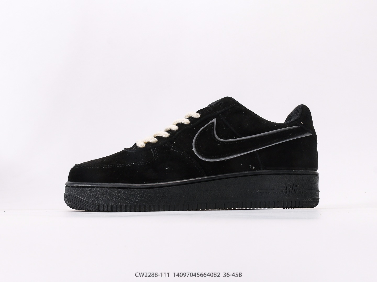 Nike Air Force 1 Low Black Suede Reflective Swoosh