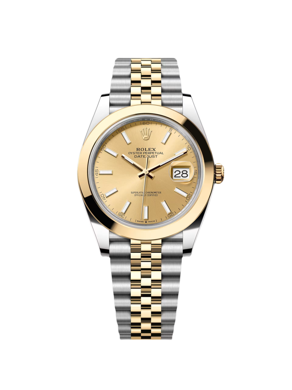 Rolex Datejust 41mm 126303 Champagne Index Oyster Steel and Yellow Gold Mens Watch