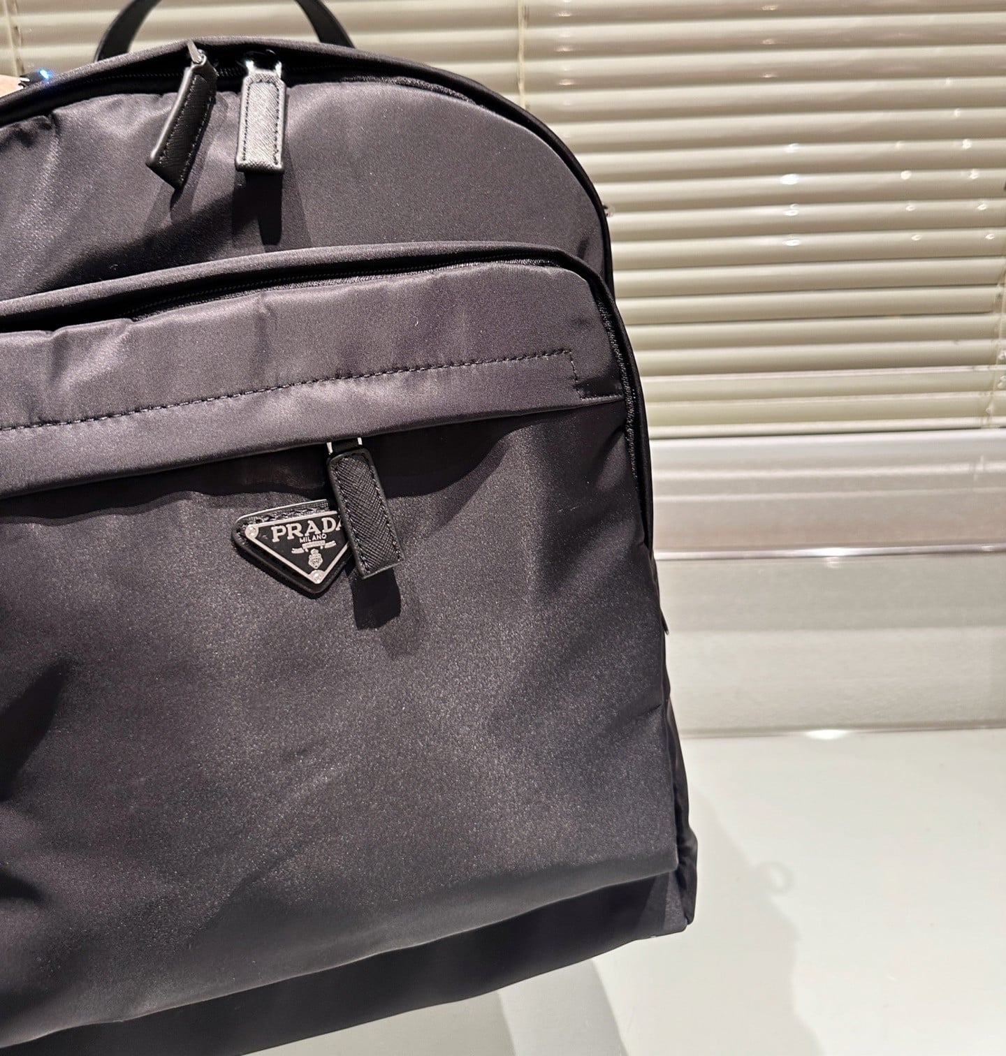 Prada Re Nylon And Saffiano Leather Backpack Black 43Cm