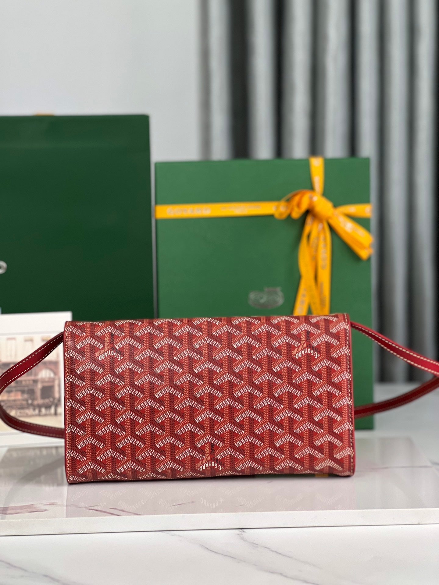 Goyard Monte-Carlo Pm Clutch 25 Cm Classic Red Goyardine Canvas