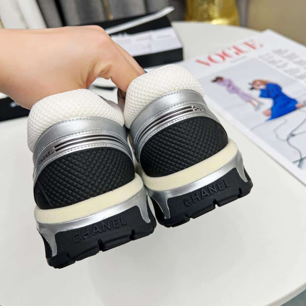 Chanel Sneaker Fabric And Laminated White And Silver G39792 Y56368 K5451