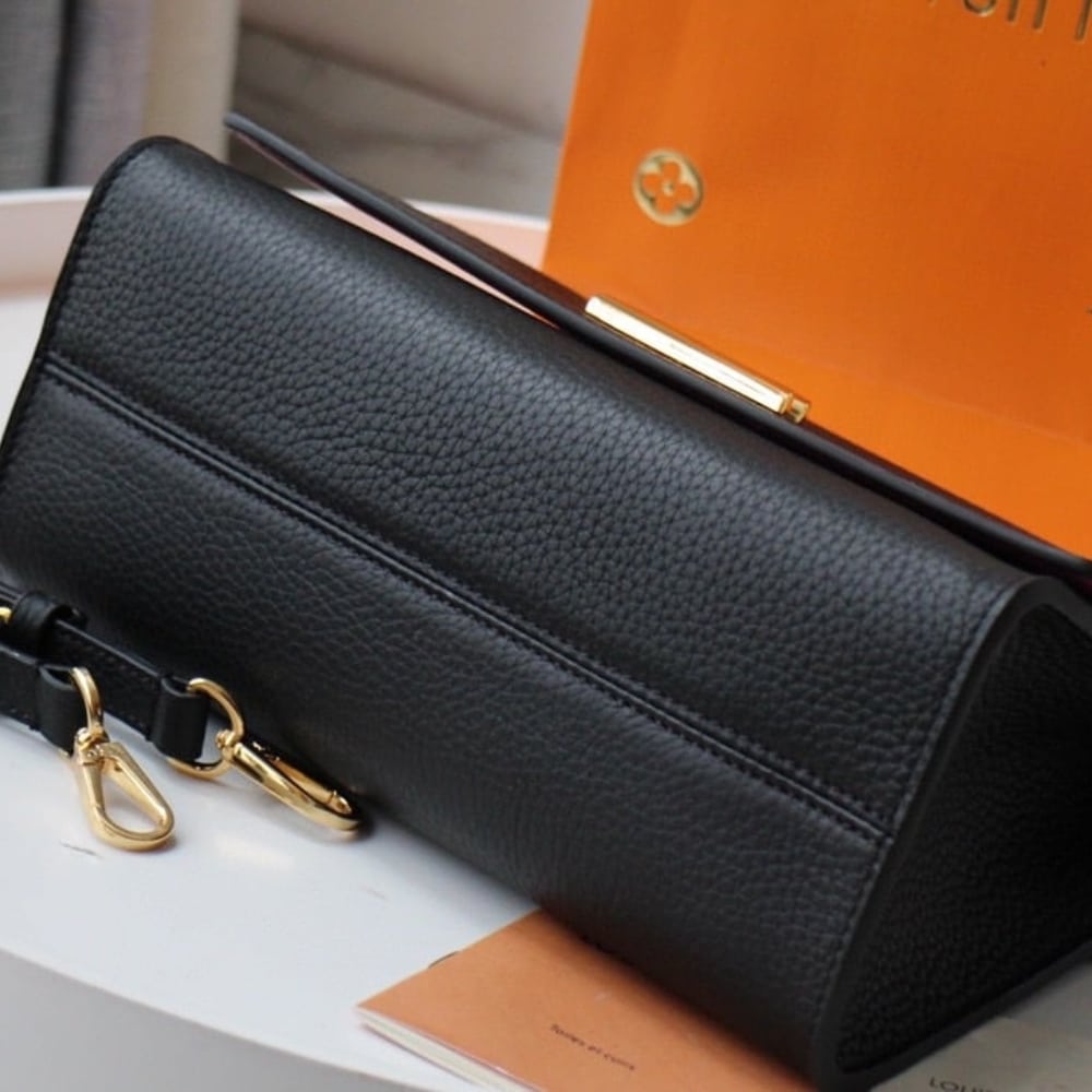 Louis Vuitton Twist PM Grained Leather Top Handle Bag Black 25Cm M57093