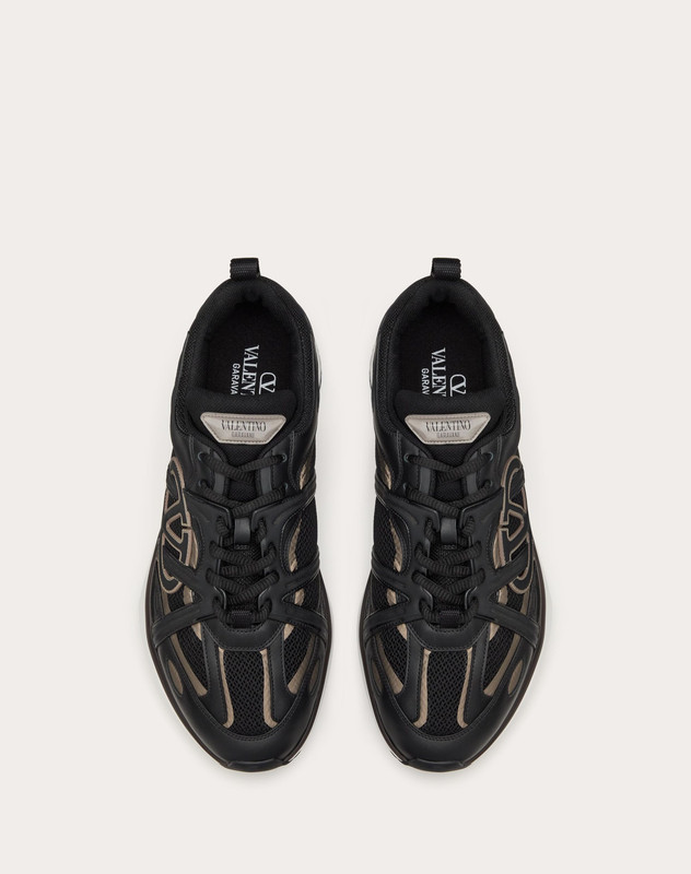 VALENTINO VLOGO EASYJOG LOW-TOP SNEAKER IN CALFSKIN AND FABRIC