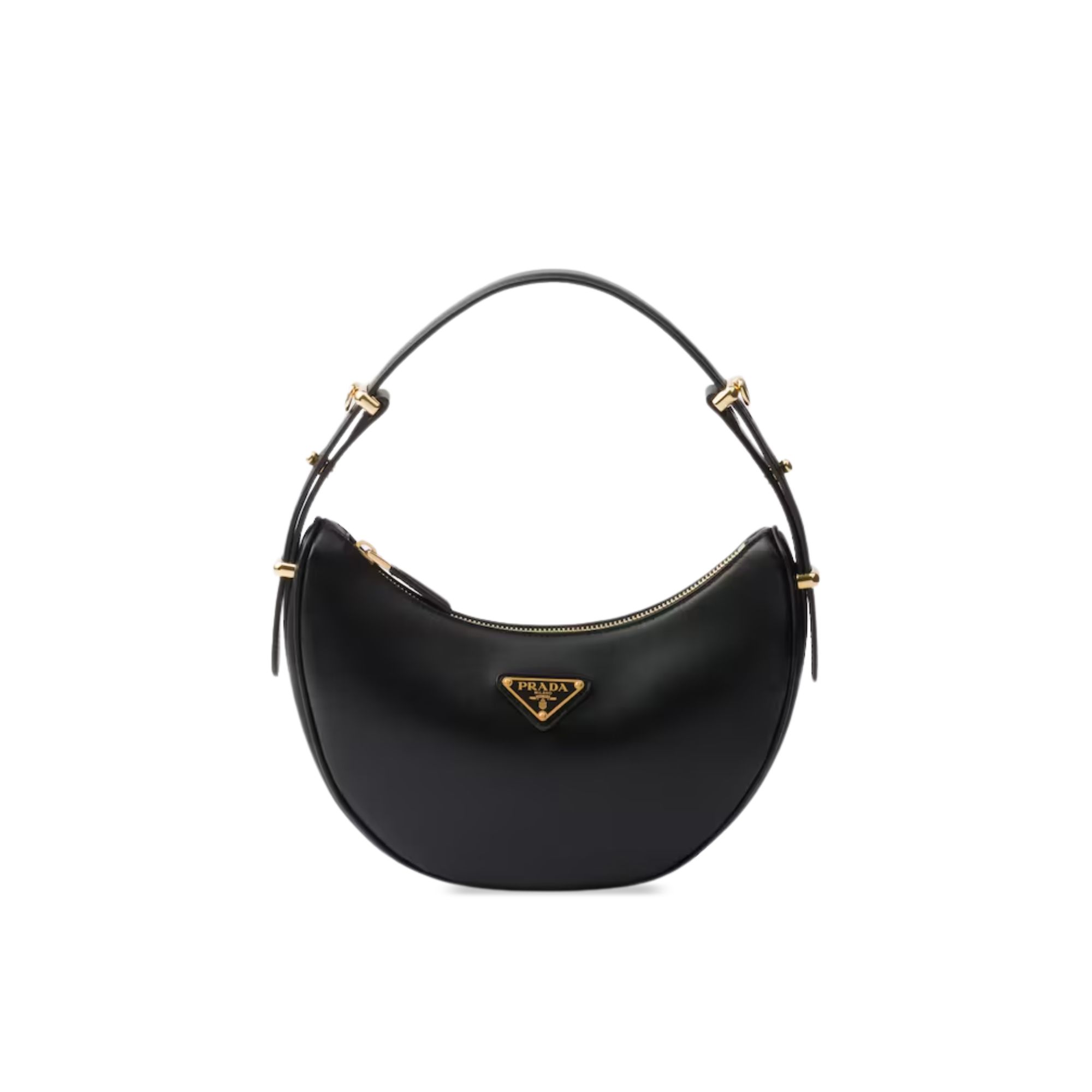 Prada Arqué Leather Shoulder Bag Black 22.5cm