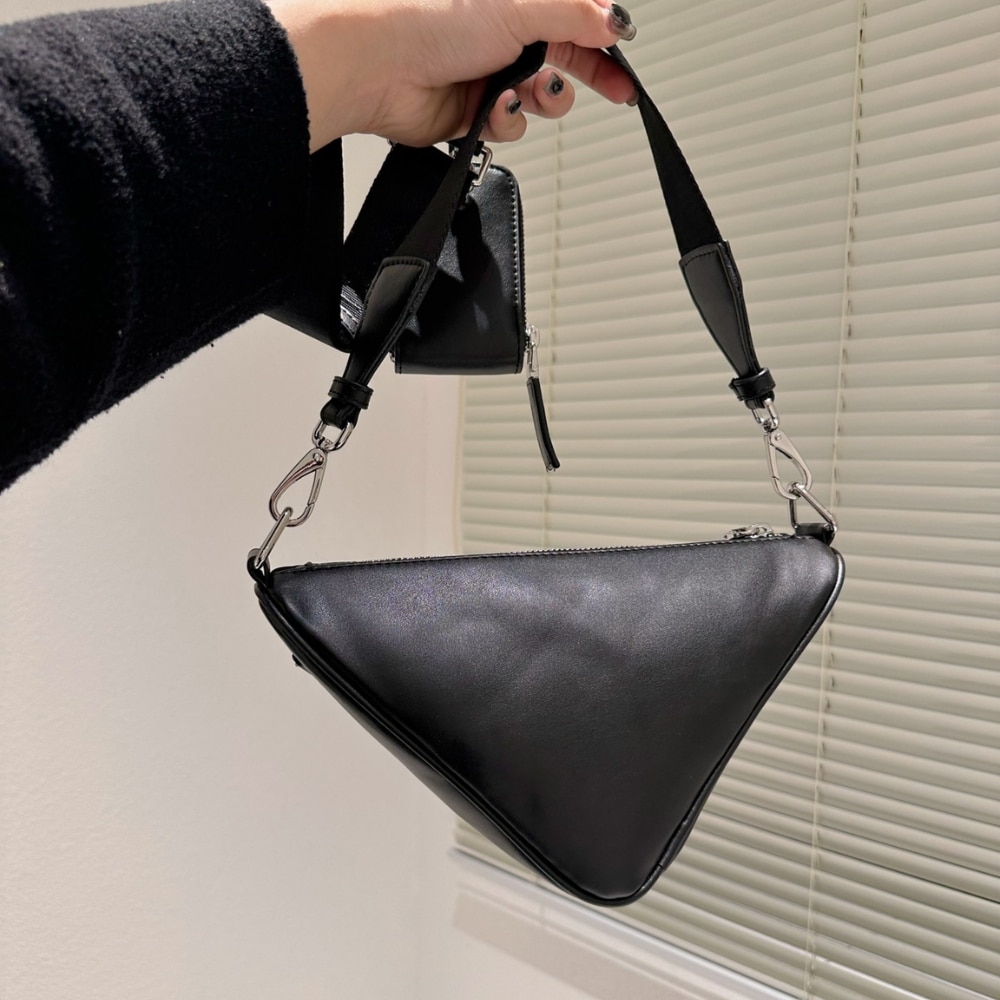Prada Triangle Leather Mini Bag Black 27Cm 1Bh190 2Bya F0002 V Bro
