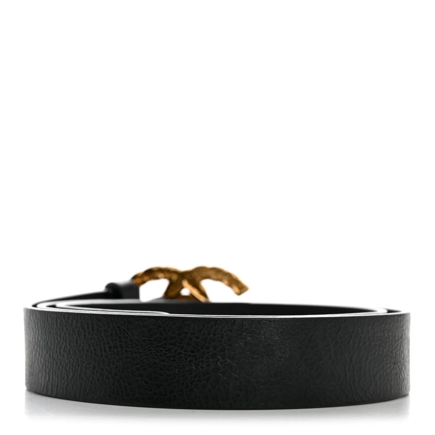 Glazed Calfskin CC Belt 90 36 Black