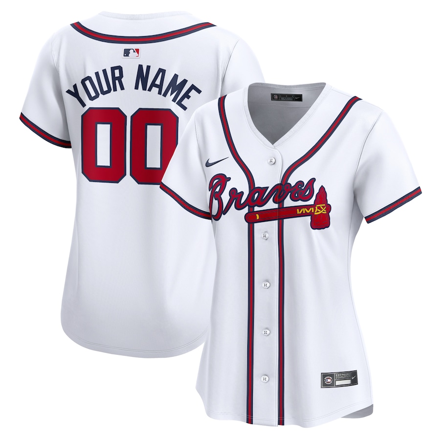 Atlanta Braves Women's Home Limited Custom Jersey White