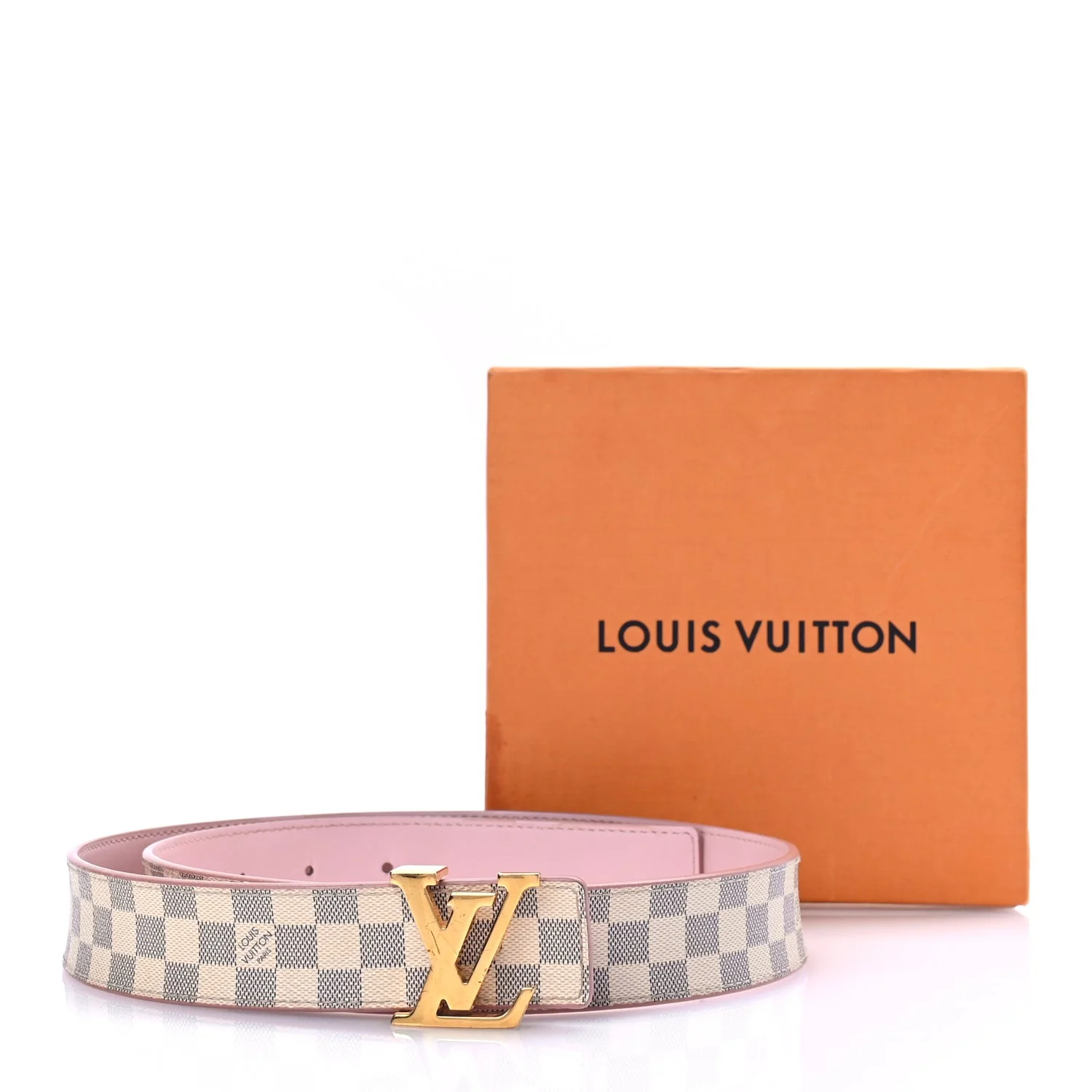Damier Azur 30mm LV Initiales Reversible Belt 80 32 Pink