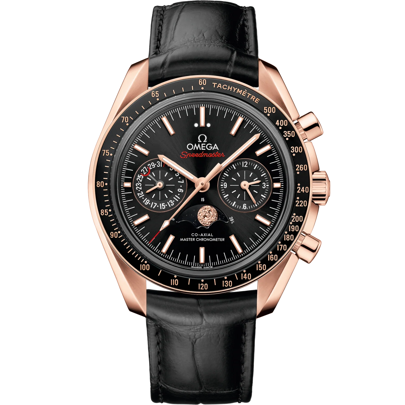 Omega Speedmaster Moonphase Black Dial 44.25mm Sedna™18k Rose Gold Strap 304.63.44.52.01.001