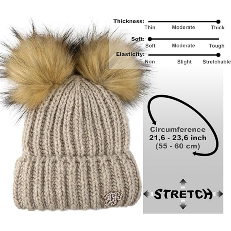 2 Pom Cable Knit Beanie