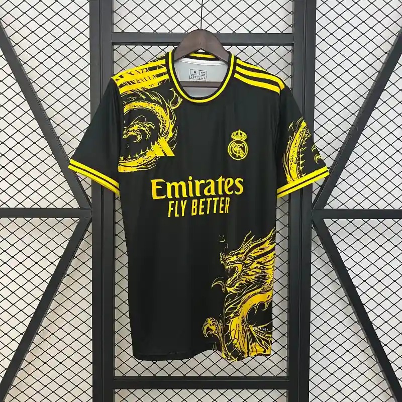 2024/2025 Real Madrid Special Glod Dragon Black Football Shirt 1:1 Thai Quality