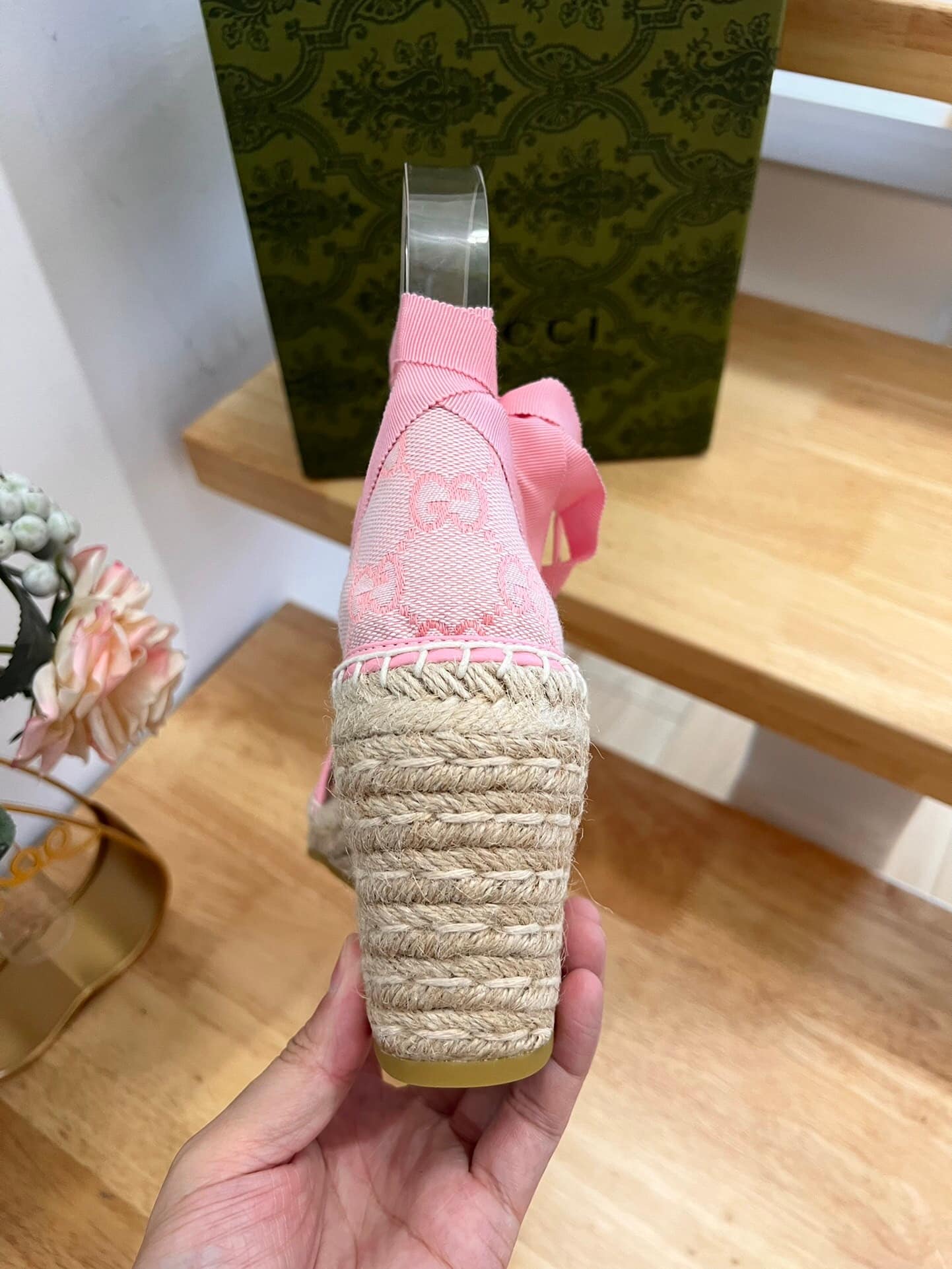 Gucci Women’S Gg Espadrille With Patch Pink