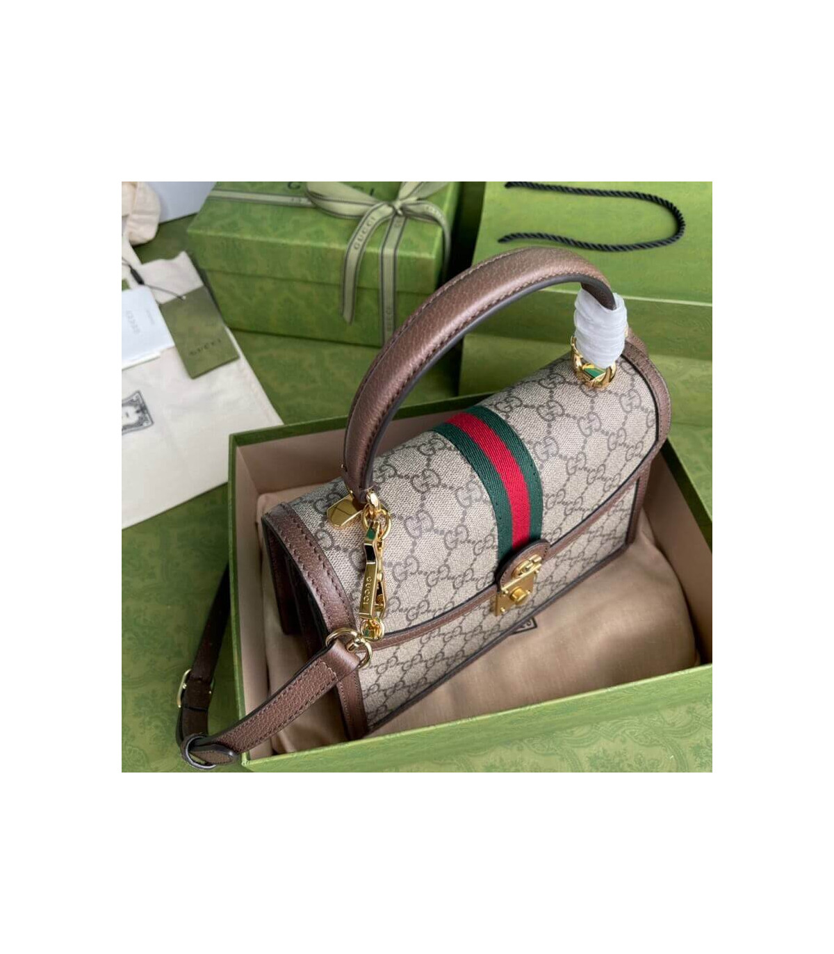 Gucci Ophidia Small Top Handle Bag With Web