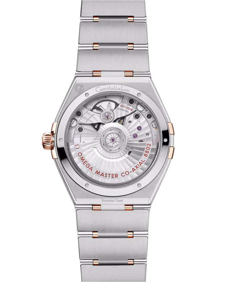 Omega Constellation 34mm White Dial with Diamonds Stainless Steel and Sedna™ 18k Rose Gold Bracelet 131.25.34.20.55.001