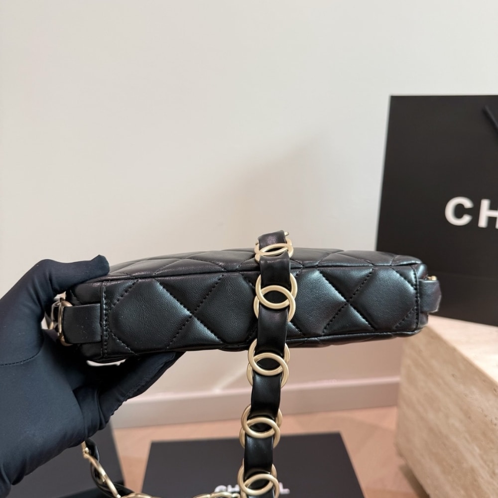 Chanel Hobo Handbag Gold Tone Hardware Black 24Cm AS5177 B18293 94305
