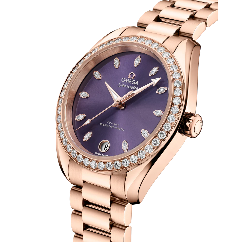 Omega Seamaster Aqua Terra Shades 34 mm Lavender Dial with Diamonds Sedna™ 18k Rose Gold Bracelet 220.55.34.20.60.001