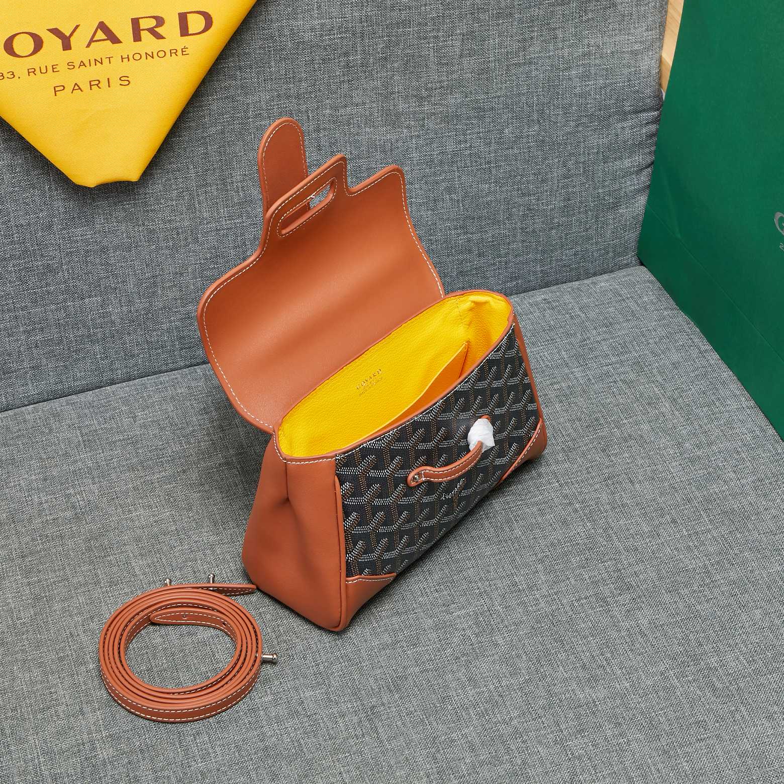 Goyard Saigon Souple Mini Bag Black And Tan Canvas 20cm